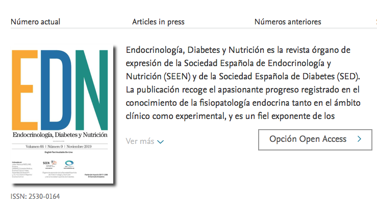 Disponible un nuevo número de la Revista de Endocrinología, Diabetes y Nutrición